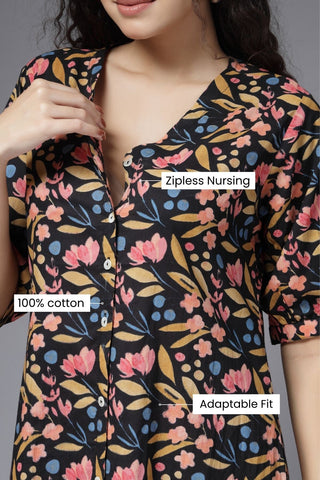 Petal Drift Tiered Maternity Zipless Feeding Dress - House Of Zelena™