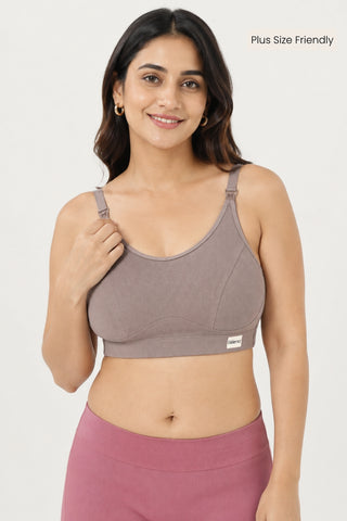 Riva Fine-Rib Cotton Feeding Bra - Dark Skin