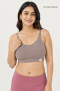 Riva Fine-Rib Cotton Feeding Bra - Dark Skin