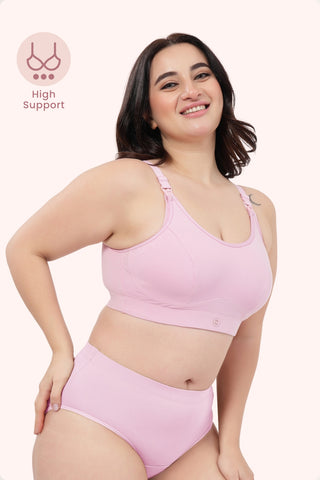 SecureFit Cotton Non-Padded Feeding Bra - Baby Pink
