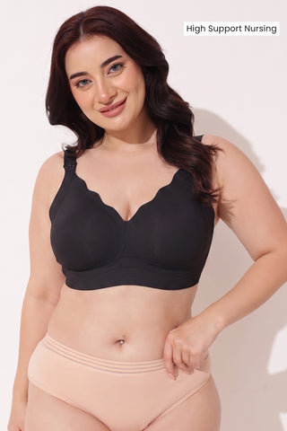 Sculpt & Lift Scallop Nursing Bra - Onyx