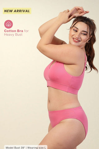 247 Extra Support Cotton Racerback Feeding Bra with Adjuster - Fuchsia