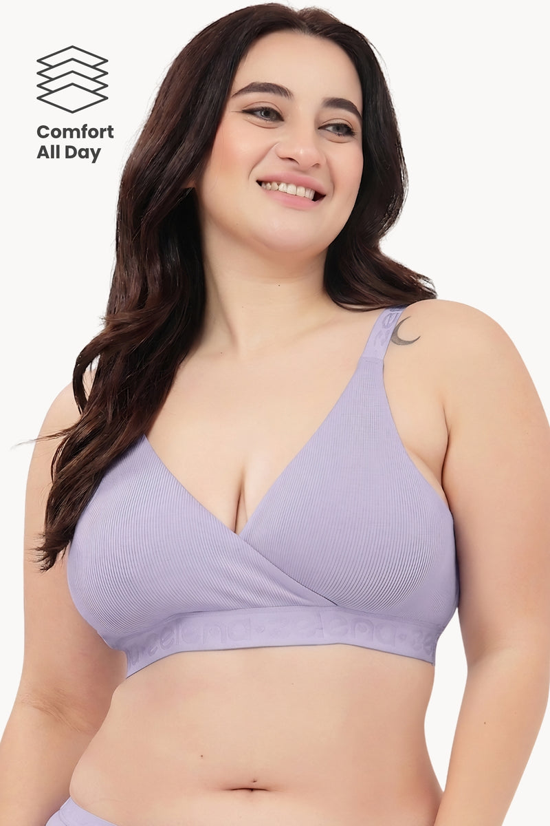 Zena Fine-Rib Bra - Lavender