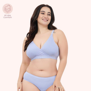 Zena Fine-Rib Bra - Soft Blue
