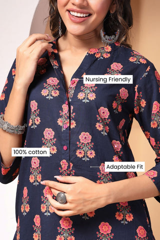 High-quality image of the Cotton texture and finish of the Eden Ensemble Zipless Kurta Set.