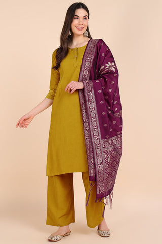 Yellow Maternity Suit Set with Dupatta - House Of Zelena™