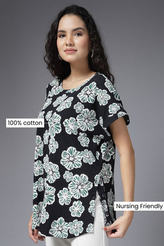 Blooming Grace Print; floral pattern offers a stylish look for nursing mothers.