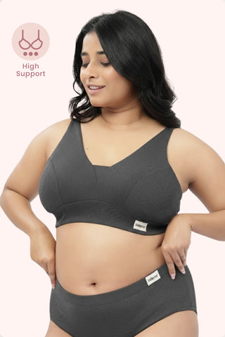 Sera Fine-Rib Bra - Grey Melange