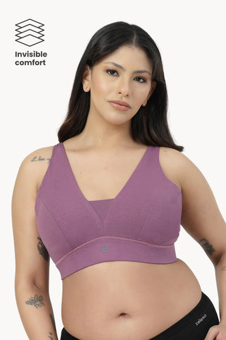 Natural Shape Cotton Bra Pack of 3 - (Purple, Lavender & Dark Skin)