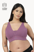 SecureFit Cotton Fixed-Pad Bra - Purple