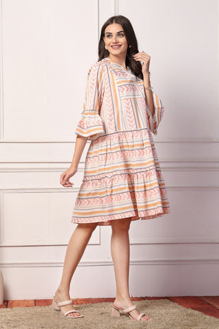 Peachy Glow Luxe Stripe Maternity Feeding Dress