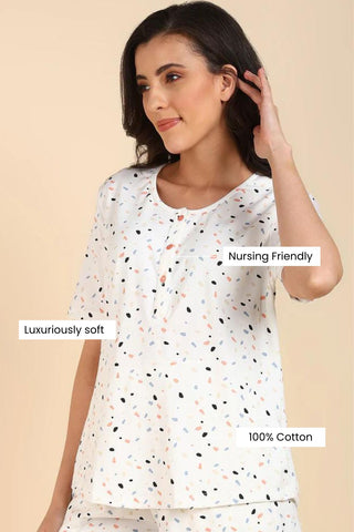 Multicolor Printed 100% Soft Cotton Zipless Maternity Feeding Top