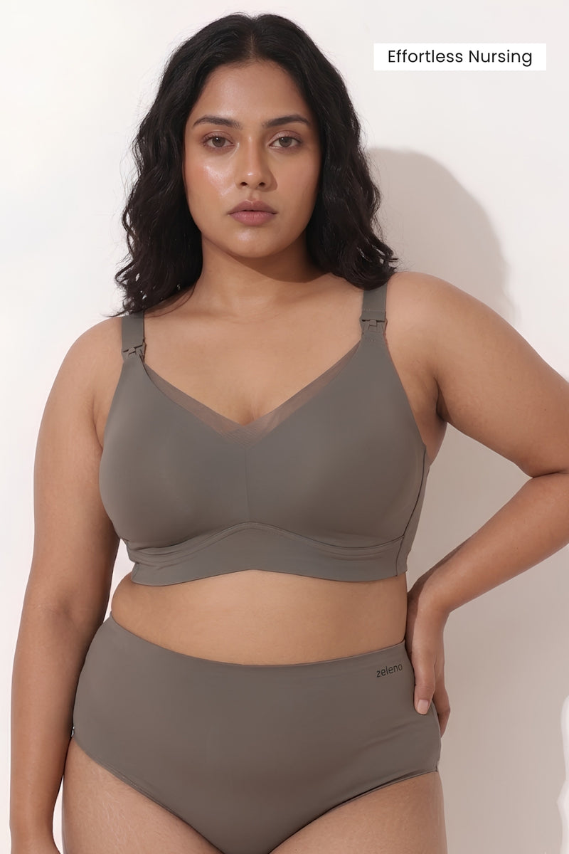 Sculpt & Lift Powermesh Nursing Bra - Chrome