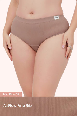 Sera Fine Rib Mid Rise Hipster - Skin