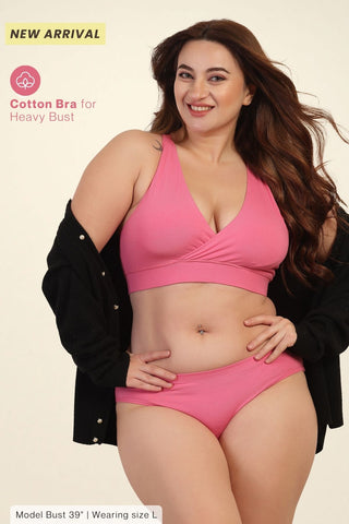 247 Extra Support Cotton Feeding Bra with Adjuster - Fuchsia