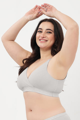 Zena Fine-Rib Bra - Grey Melange