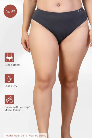 Grey Panty; fiber structure promotes air circulation, keeping skin dry.