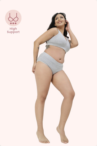 Sera Fine-Rib Bra - Grey Melange