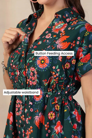 All Over Printed Zipless Maternity Feeding Dress - House Of Zelena™