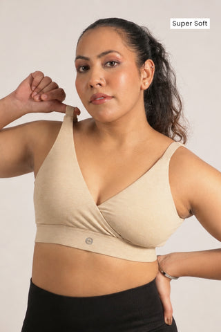 247 Extra Support Cotton Feeding Bra with Adjuster - Melange Beige