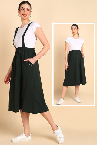 Bottle Green 100% Cotton Jersey Maternity Skirt with Detachable Strap & Pockets