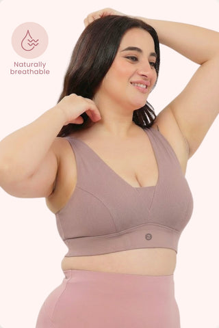 SecureFit Cotton Fixed-Pad Feeding Bra - Dark Skin