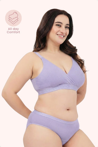 Zena Fine-Rib Bra - Lavender