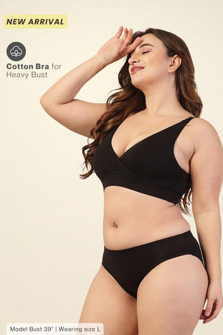 247 Extra Support Cotton Racerback Feeding Bra with Adjuster - Black