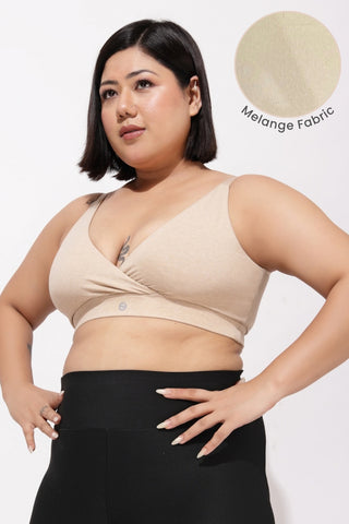 247 Extra Support Cotton Feeding Bra with Adjuster - Melange Beige