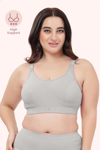 SecureFit Cotton Non-Padded Feeding Bra - Grey Melange