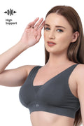 Fixed Padded Modal Maternity Bra with Support - Steel Grey