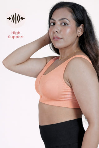 Fixed Padded Modal Maternity Feeding Bra with Support - Paper Peach