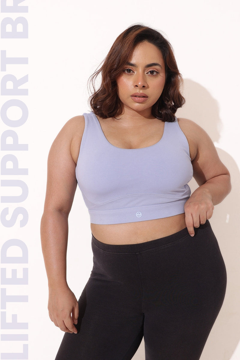 Sculpt & Lift Cotton Sports Bra - M-Blue
