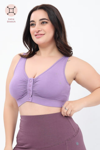 Ruched Modal Front-Open Bra - Lavender