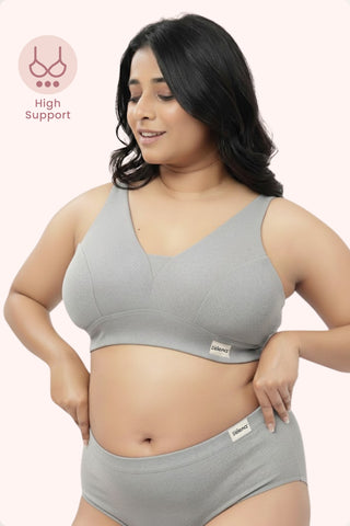 Sera Fine-Rib Bra - Grey Melange