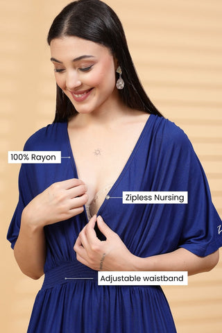 Blue Smocked Dress; fabric ensures comfort for all-day wear.
