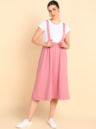 Pretty Pink 100% Cotton Jersey Maternity Skirt with Detachable Strap & Pockets