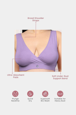 247 Lavender Modal Padded Maternity Feeding Bra