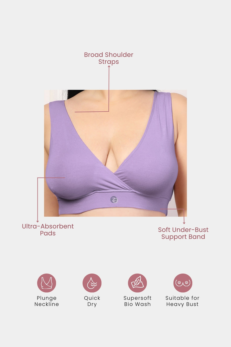 247 (Upgraded) Lavender Modal Padded Maternity Feeding Bra
