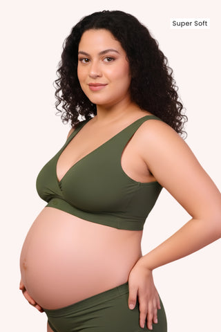 247 (Upgraded) Army Green Modal Padded Maternity Feeding Bra
