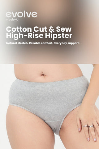 House of Zelena Cotton Cut & Sew High-Rise Grey Melange high waisted panty for comfort.