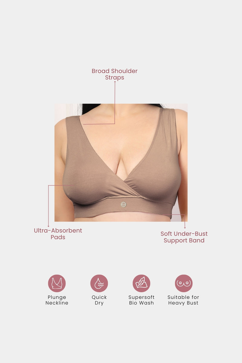 247 (Upgraded) Light Coco Modal Padded Maternity Feeding Bra