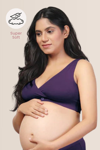 Plum Padded Maternity Bra; seamless edges offer a smooth look under attire.
