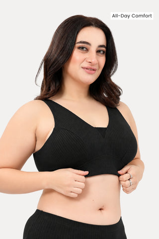 Natural Shape Wide Rib Bra - Black