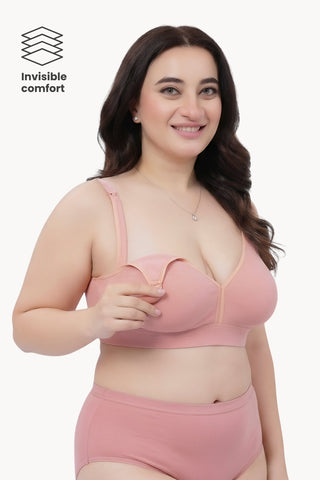 Lira Ribbed Cotton Nursing Padded Bra - Rose Gold