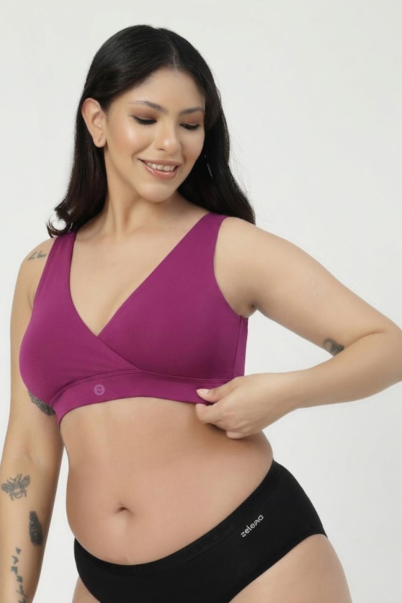 247 (Upgraded) Modal Padded Maternity Feeding Bra - Festival Fuchsia
