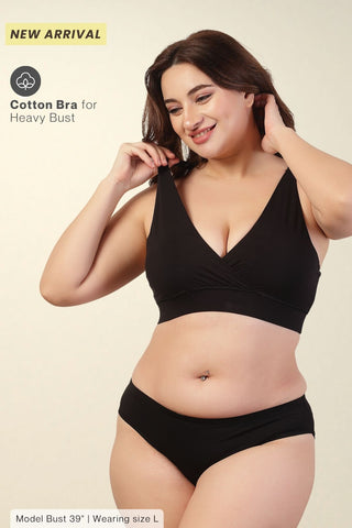 247 Extra Support Cotton Feeding Bra with Adjuster - Black