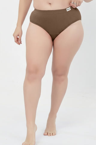 Sera Broad Rib Bra & Mid Rise Panty Set - Mocha