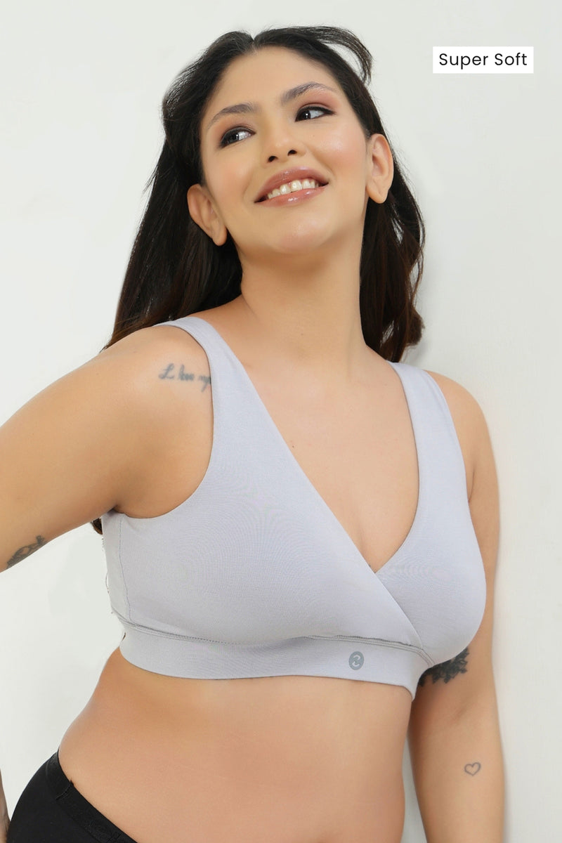 247 (Upgraded) Silver Grey Modal Padded Maternity Feeding Bra