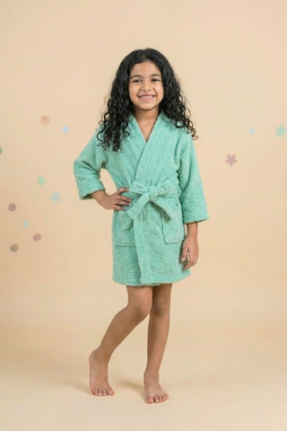 100% Soft Cotton Terry Bathrobe for Kids - Green